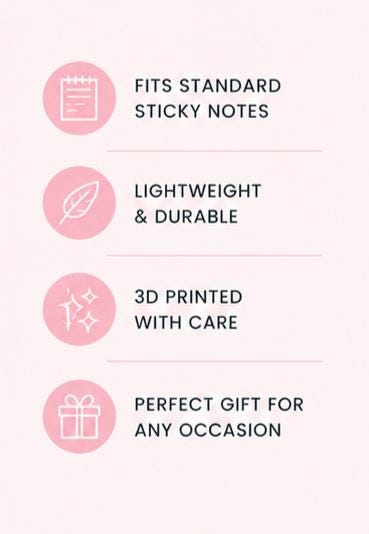 Concha Sticky Note Holder | 3D Printed Desk Accessory, PLA Material