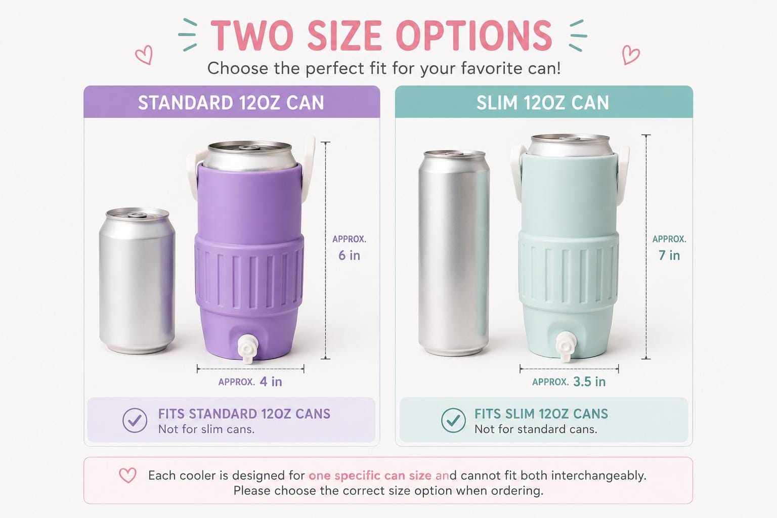 Can Cooler with Handle, Standard or Skinny 12 oz Holder, Reusable Drink Accessory