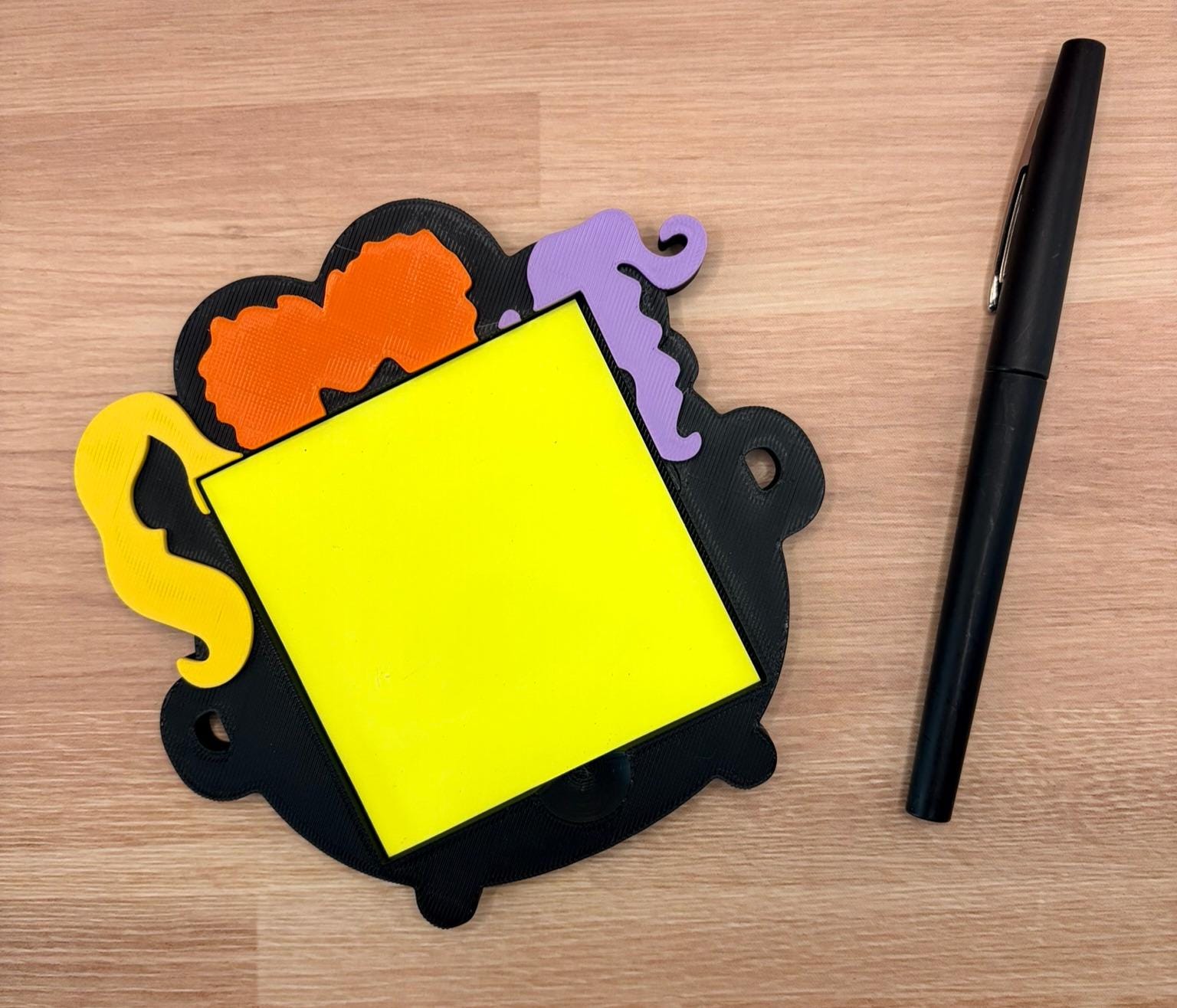Witch Sisters Sticky Note Holder, Halloween Desk Accessory, Spooky Teacher Gift, Cauldron Decor
