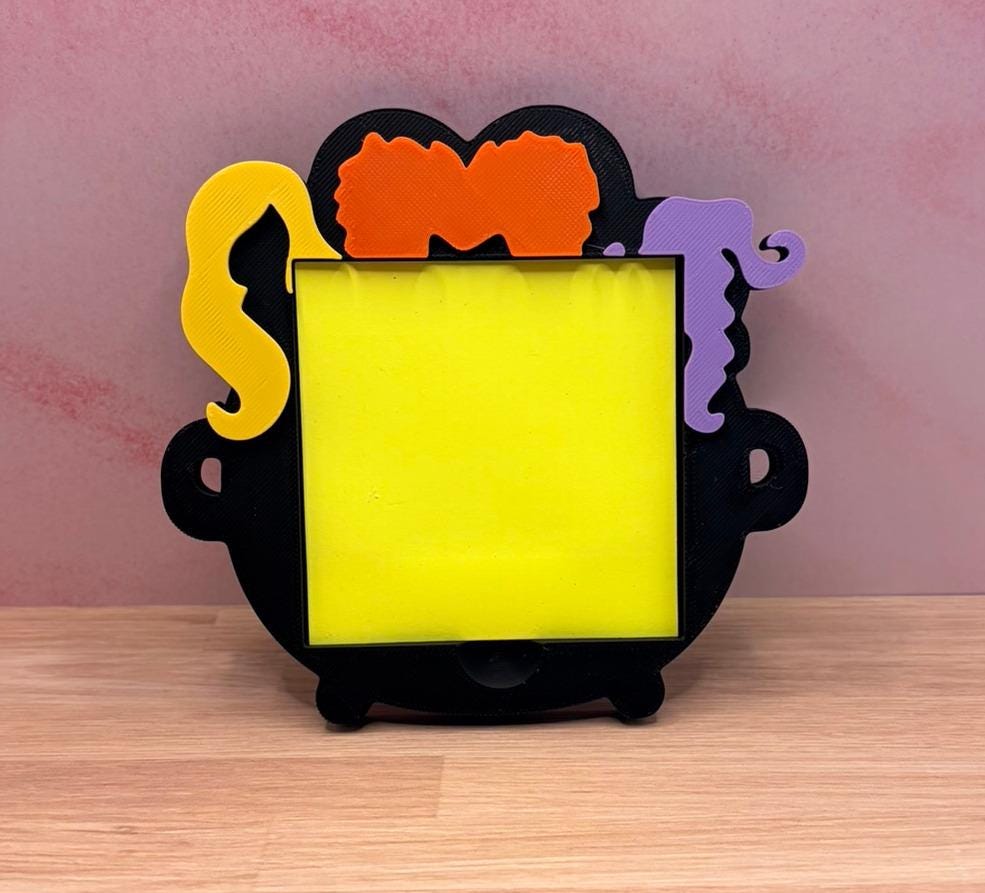 Witch Sisters Sticky Note Holder, Halloween Desk Accessory, Spooky Teacher Gift, Cauldron Decor
