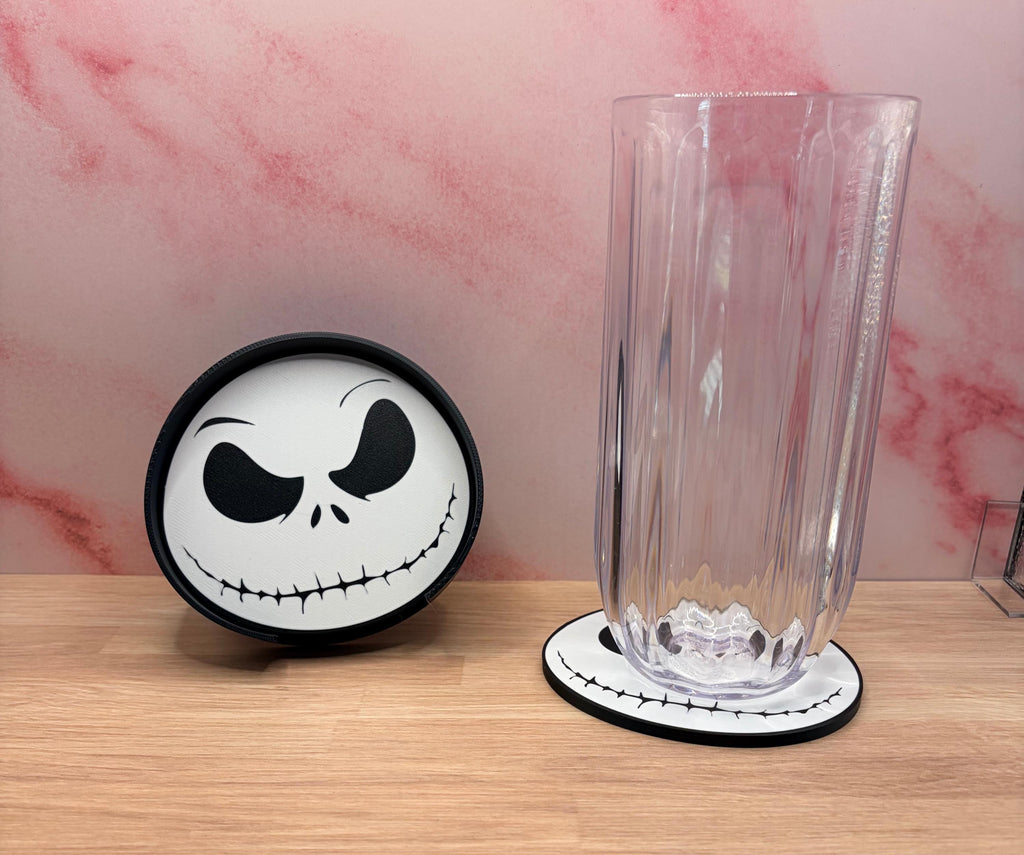 Skeleton Coaster Set with Holder, 6 Halloween Coasters, Spooky Home Decor, Gothic Table Accessory