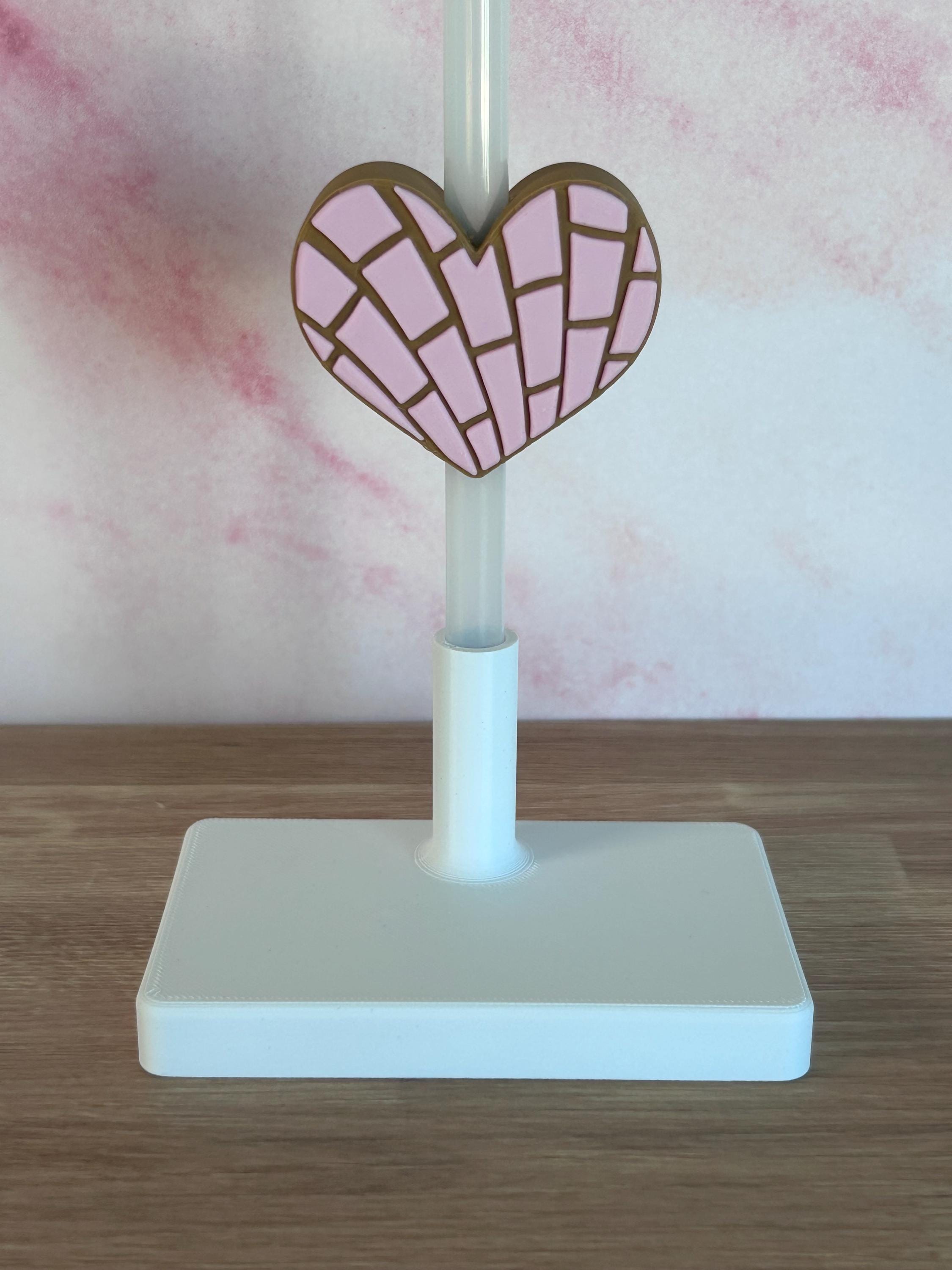 Heart Concha Straw Topper, Pan Dulce Tumbler Accessory, Cute Cup Charm, Concha Gift