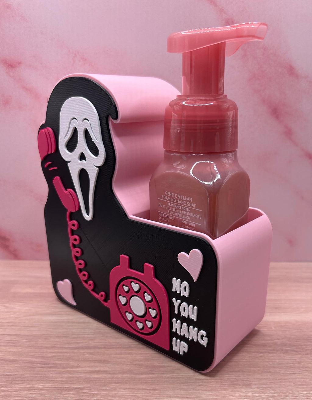 Ghost Face Foaming Soap Holder, Pink Halloween Bathroom Decor, Spooky Phone Design
