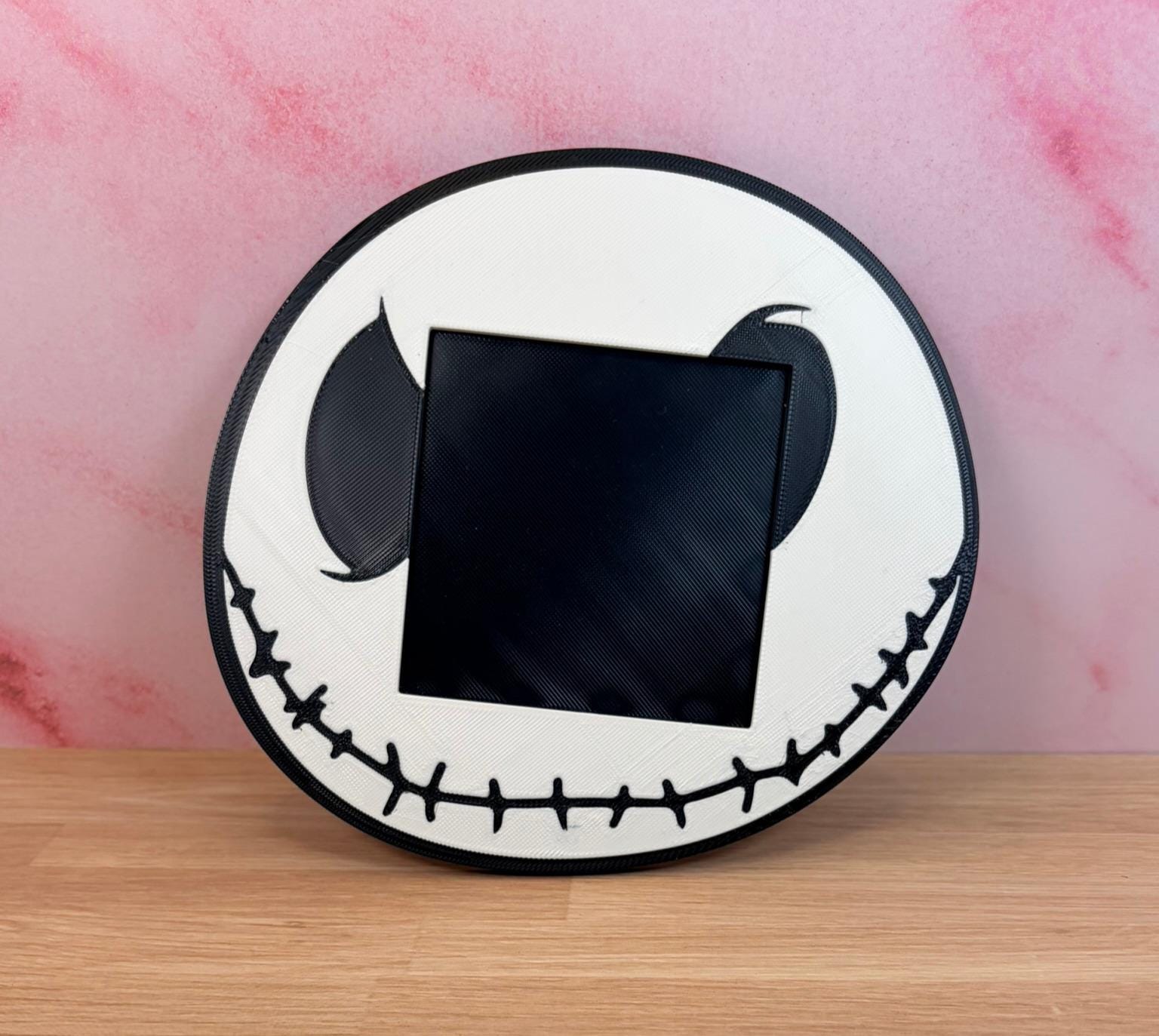Spooky Skeleton Sticky Note Holder, Halloween Desk Accessory, Stitched Smile, Gothic Office Gift