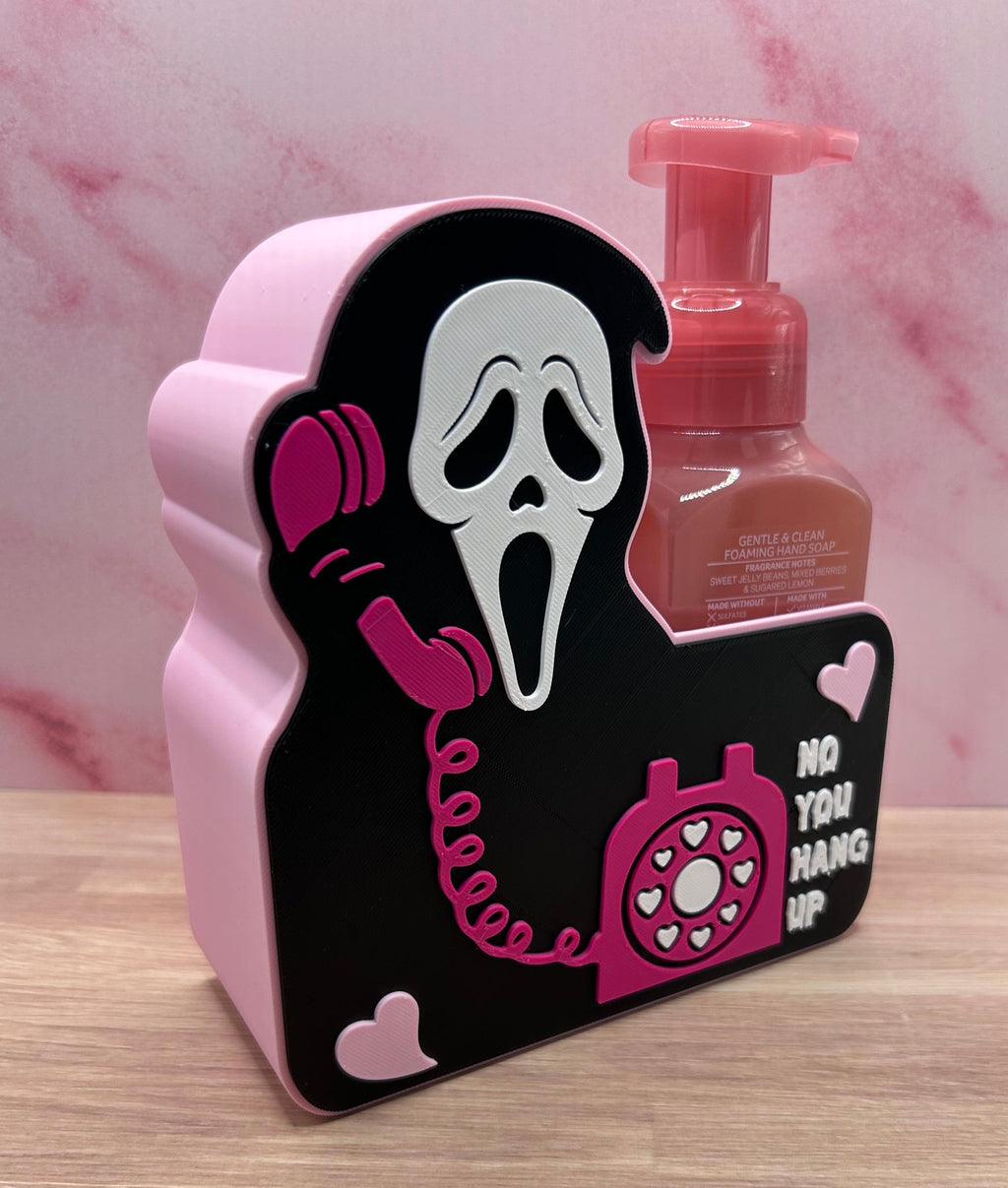 Ghost Face Foaming Soap Holder, Pink Halloween Bathroom Decor, Spooky Phone Design