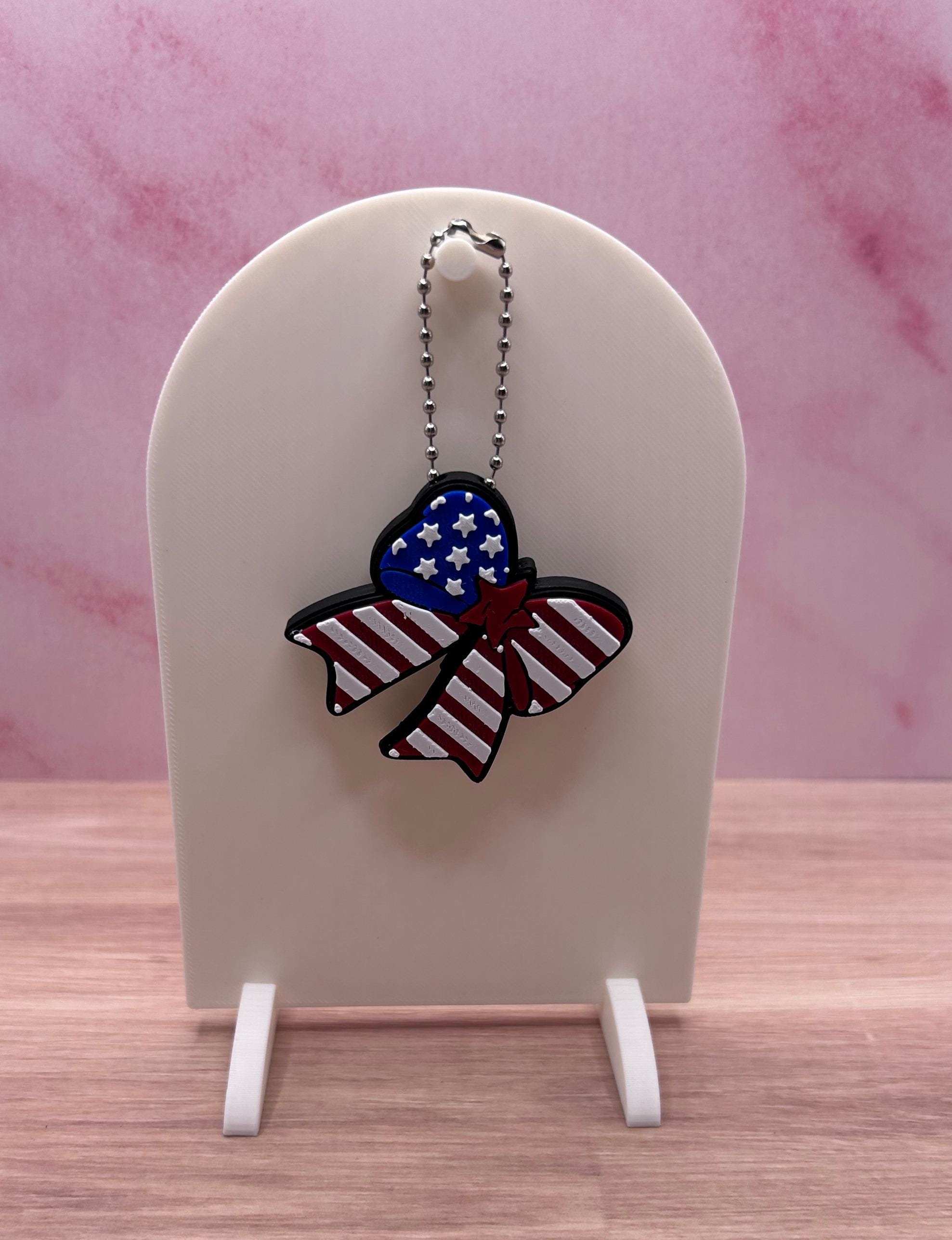 American Flag Bow Can Tab Opener Keychain, Patriotic Gift, Cute Soda Can Opener