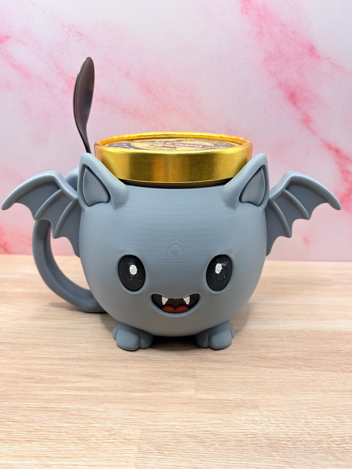 Bat Ice Cream Pint Holder with Spoon Slot, Halloween Dessert Cozy, Spooky Gift
