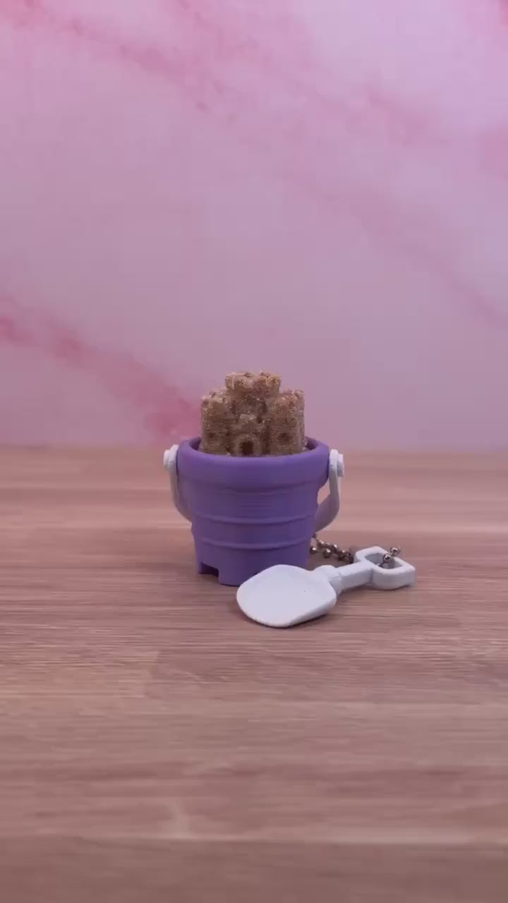 Sand Castle Clicker Keychain | Beach Fidget Toy | Summer Sensory Clicker | Mini Sandcastle Bucket & Shovel Keychain | Party Favor