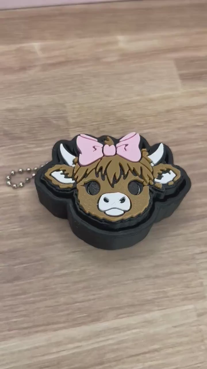 Highland Cow Fidget Clicker Keychain, Sensory Desk Toy, Cow Lover Gift